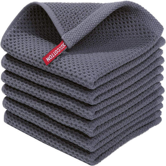 Cotton Waffle Kitchen Towel with Hook