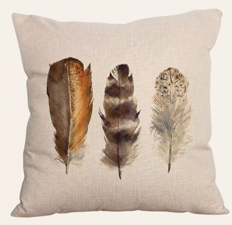 Watercolor Feather Pillow Cover