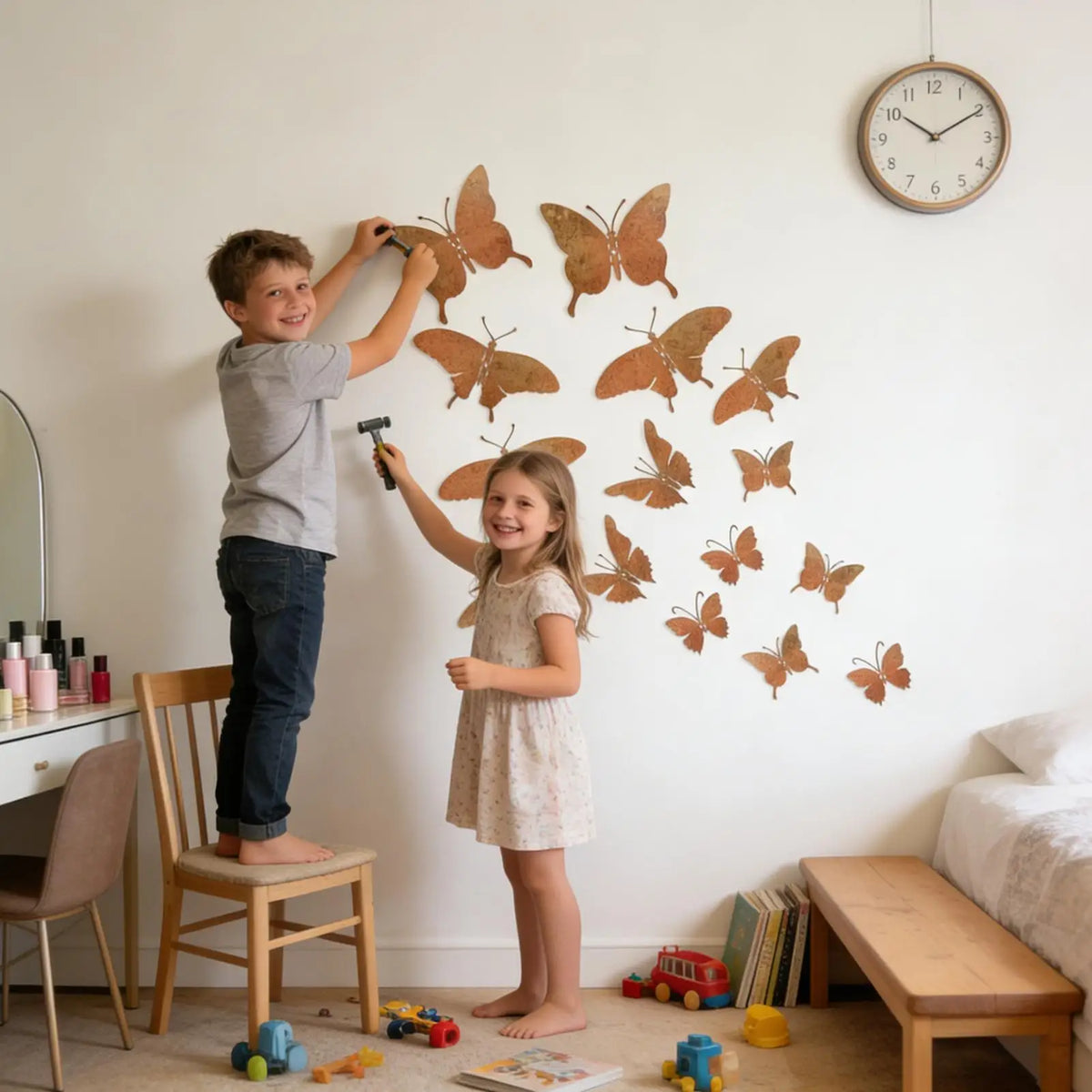 Set of 15 Rustic Handcrafted Metal Butterfly Wall Décor