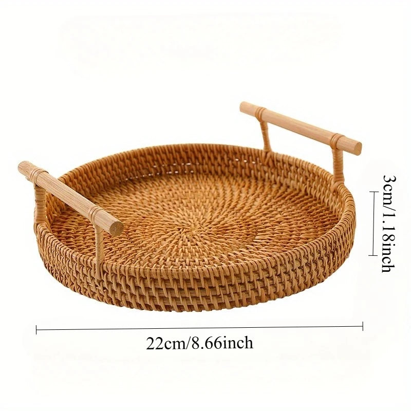 Handmade Wicker Serving Tray with Handles