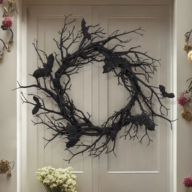 Bat and Black Branch Wreaths For Front Door