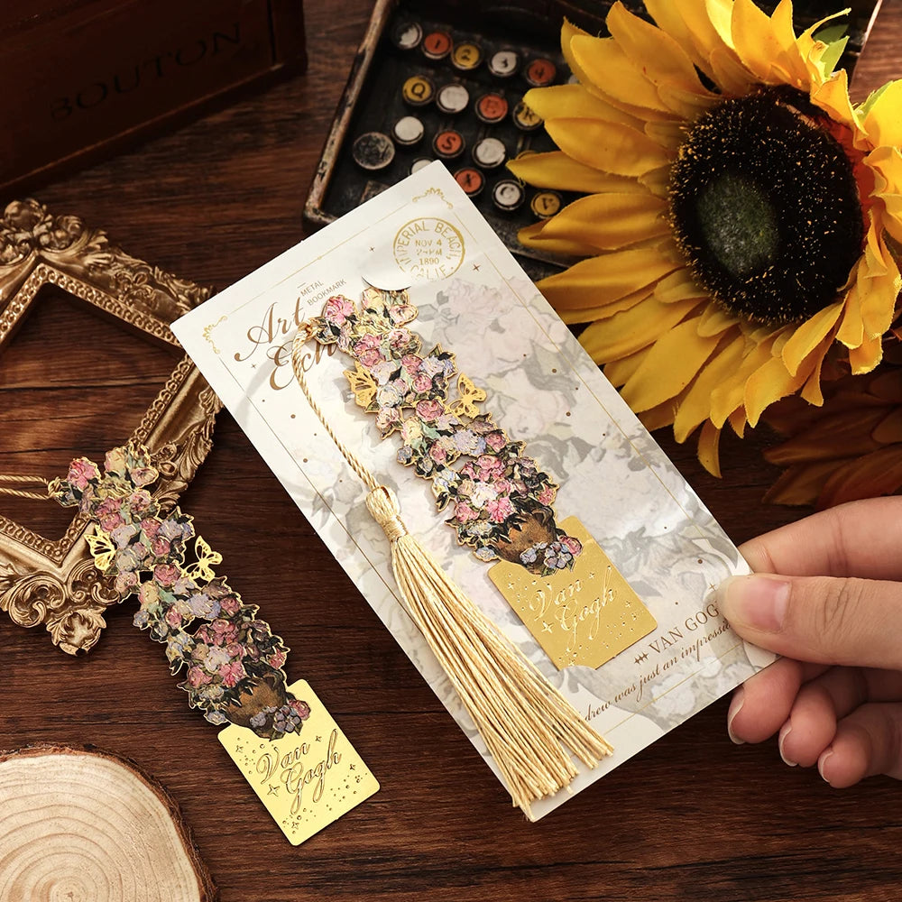 Vintage Hollow Metal Bookmark with Long Tassel