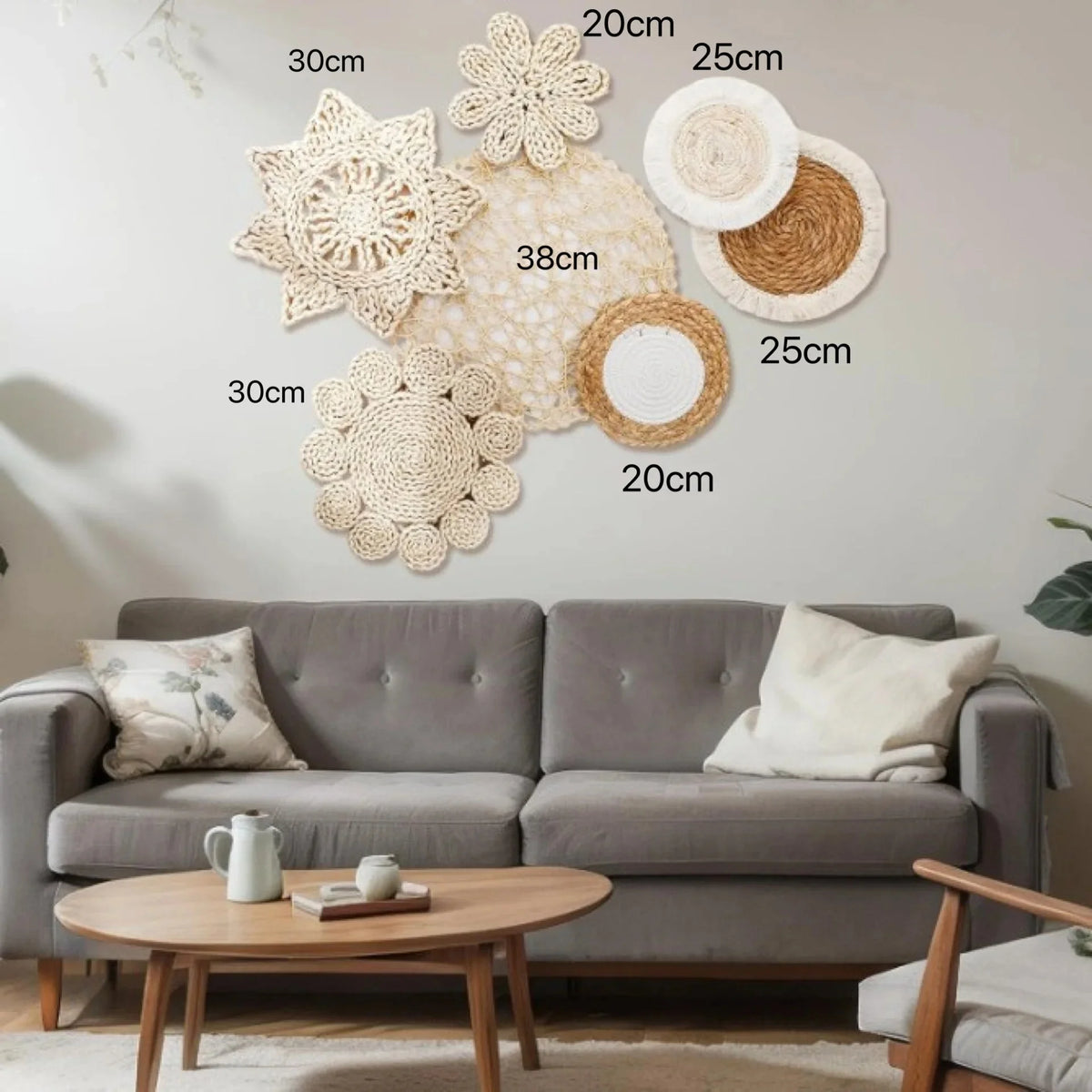 Straw Woven Wall Hanging Set