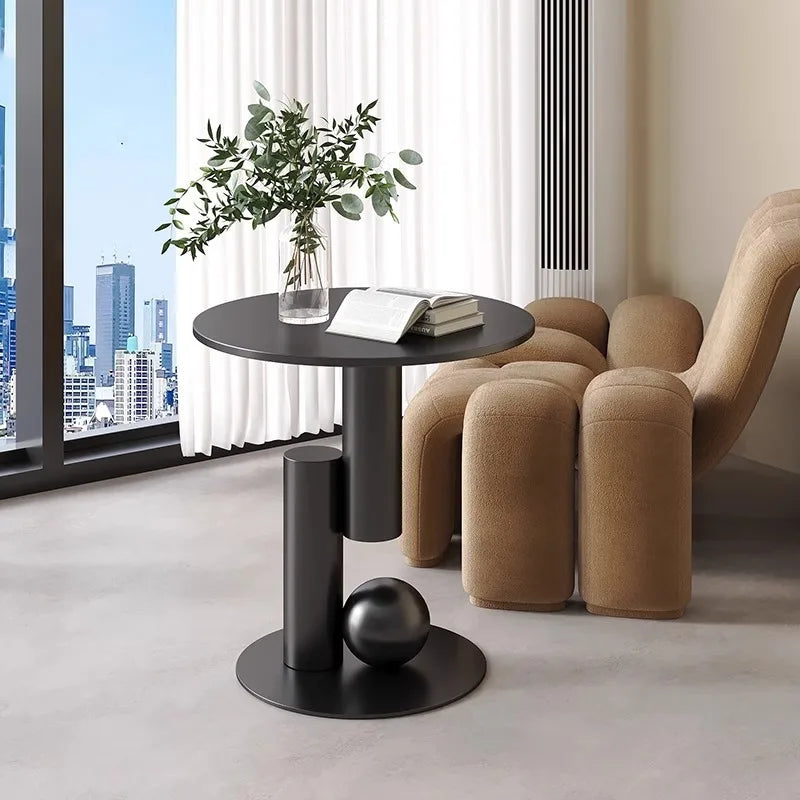 Round Metal Coffee Table with Storage
