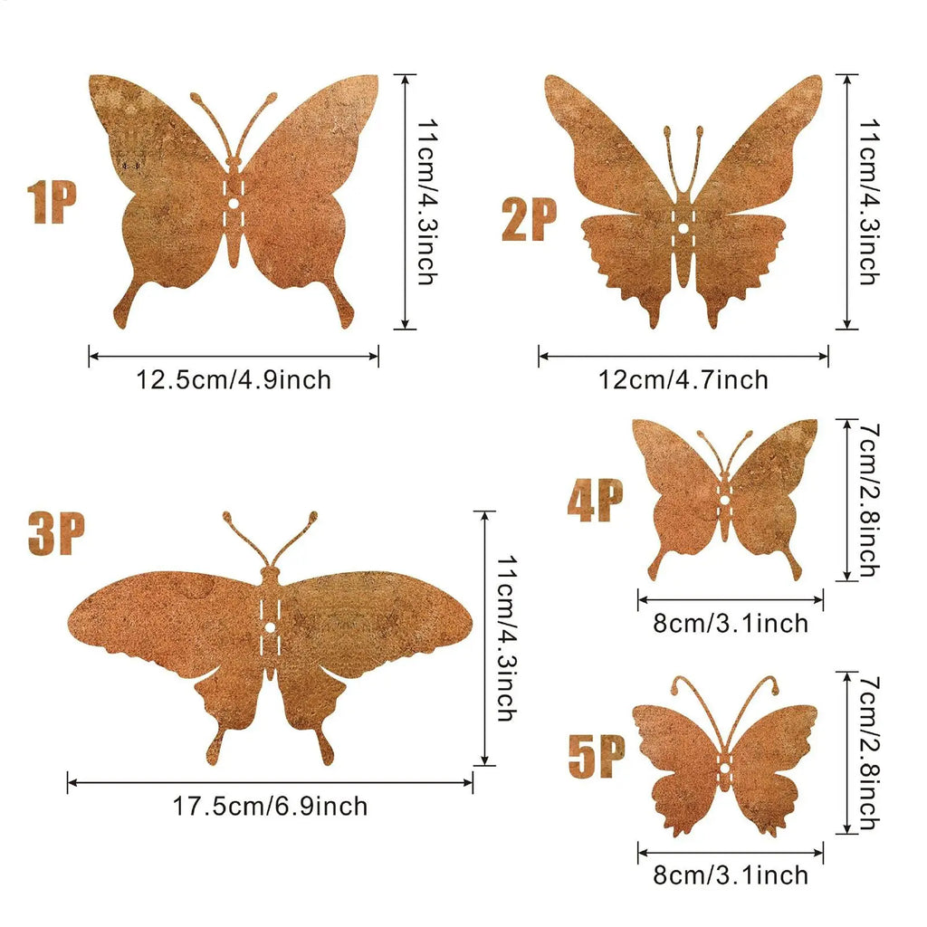 Set of 15 Rustic Handcrafted Metal Butterfly Wall Décor