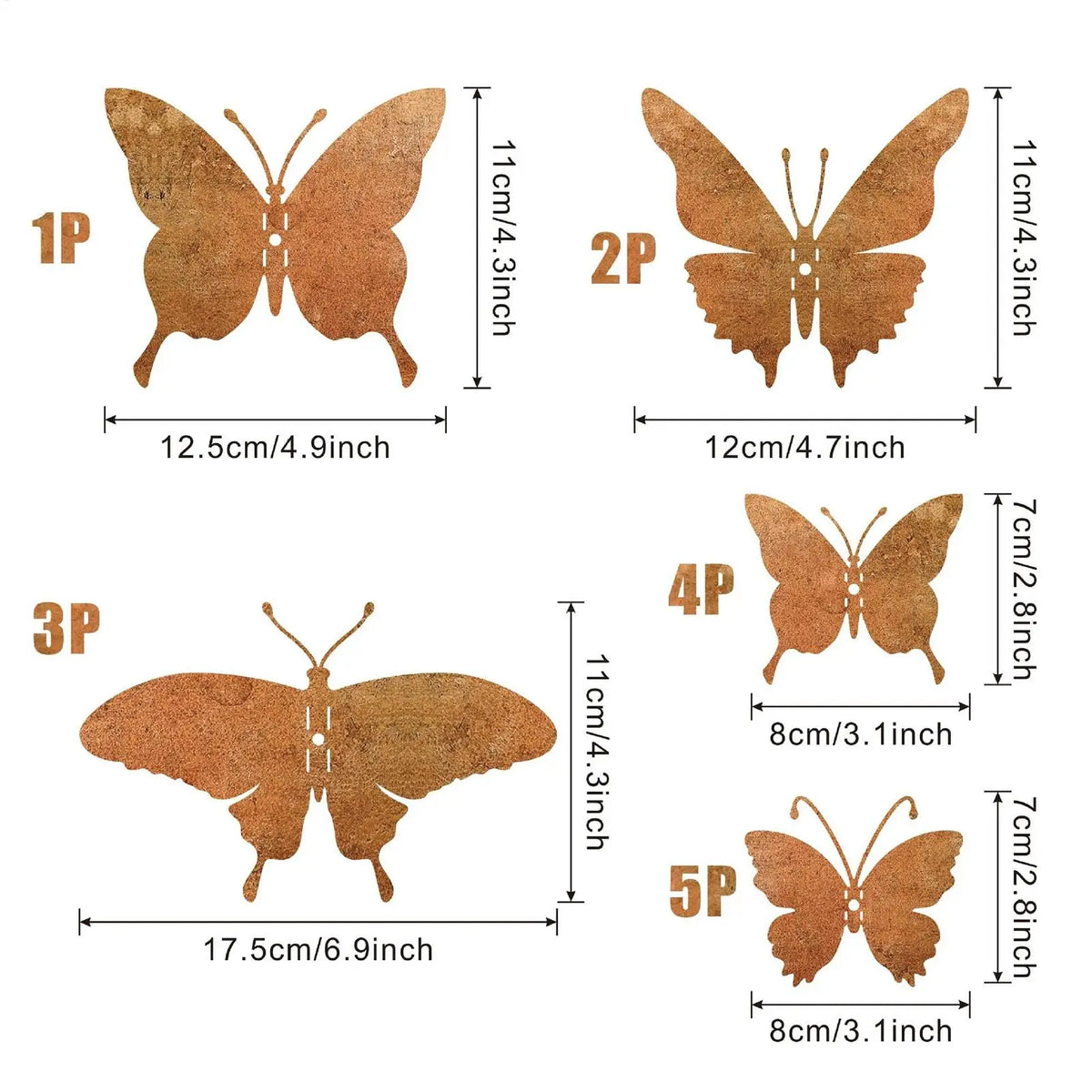 Set of 15 Rustic Handcrafted Metal Butterfly Wall Décor