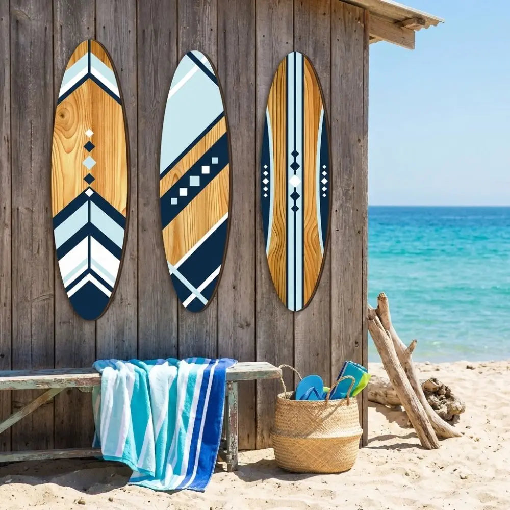 Set of 3 Tropical Surfboard Wall Decor