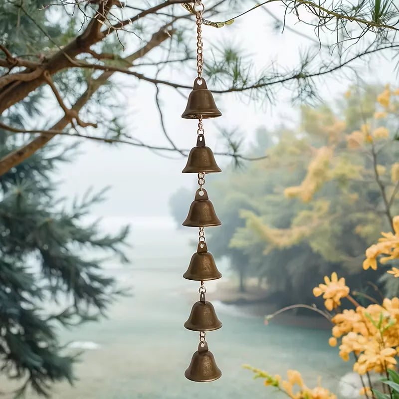 Rustic Iron Wind Chime with Decorative Chain