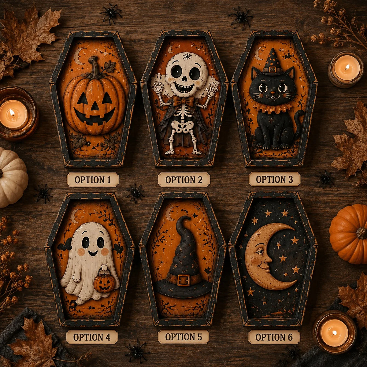 Flat Printed Retro Halloween Wooden Plaque