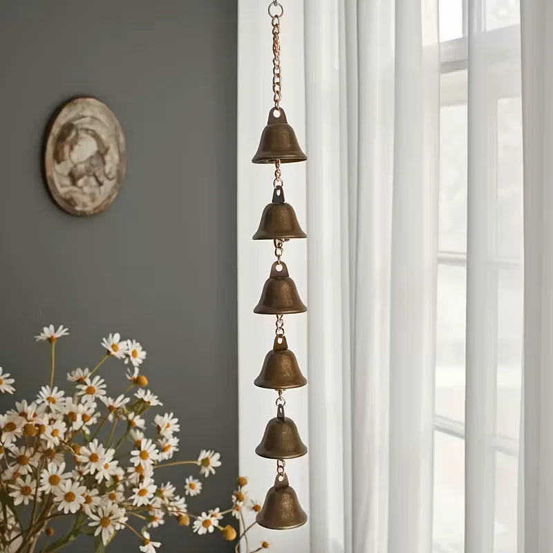 Rustic Iron Wind Chime with Decorative Chain