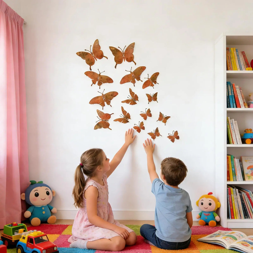 Set of 15 Rustic Handcrafted Metal Butterfly Wall Décor