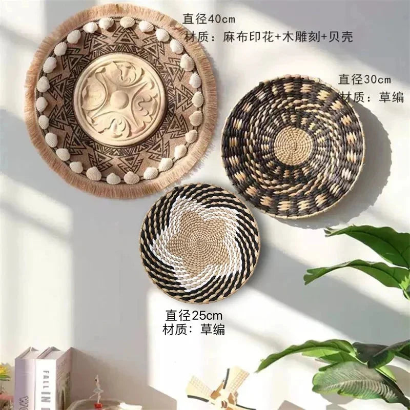 Straw Woven Wall Hanging Set