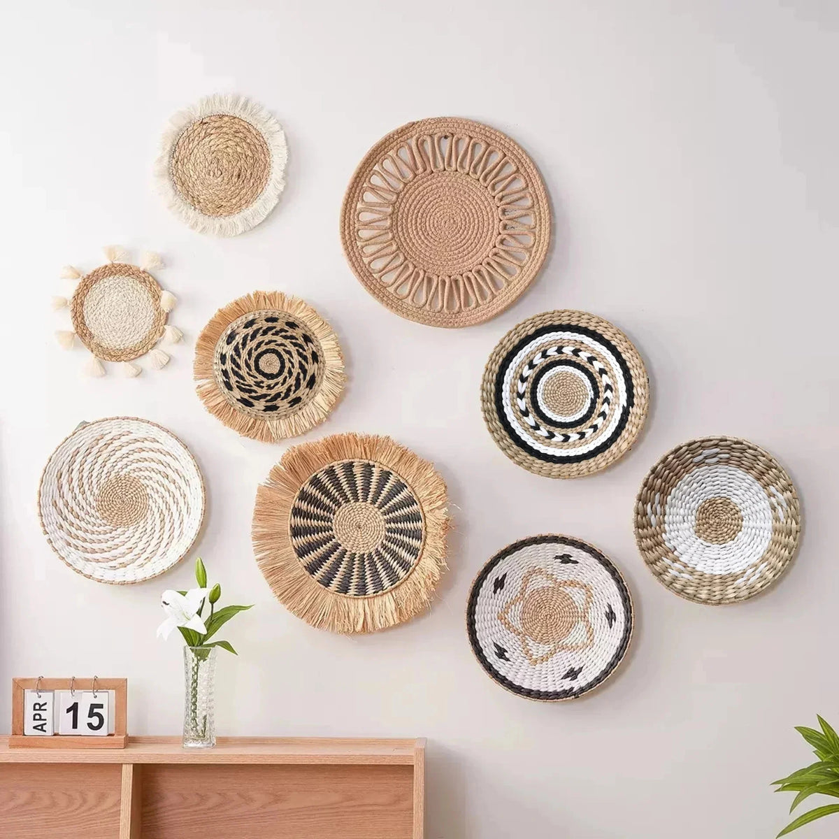 Straw Woven Wall Hanging Set