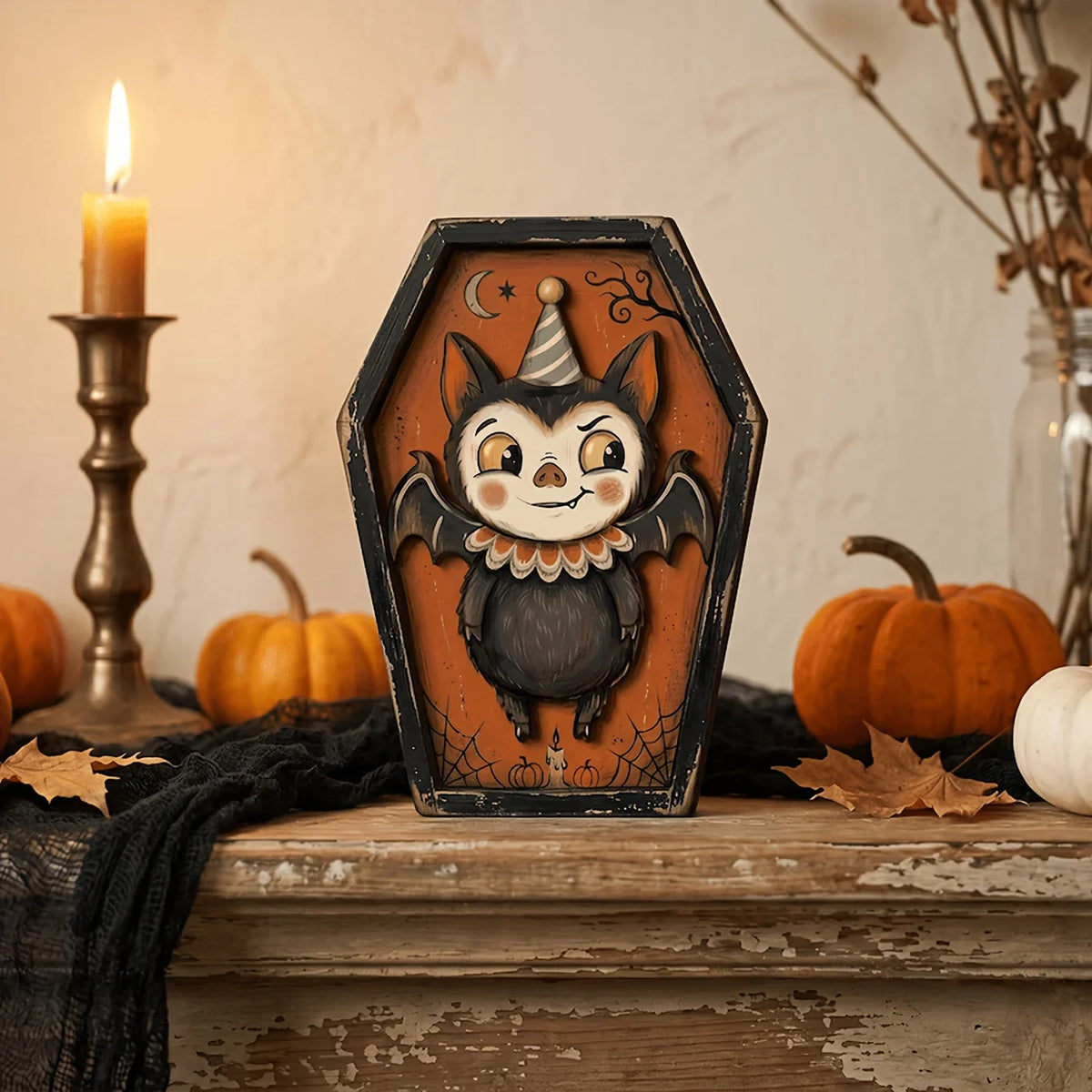 Flat Printed Retro Halloween Wooden Plaque