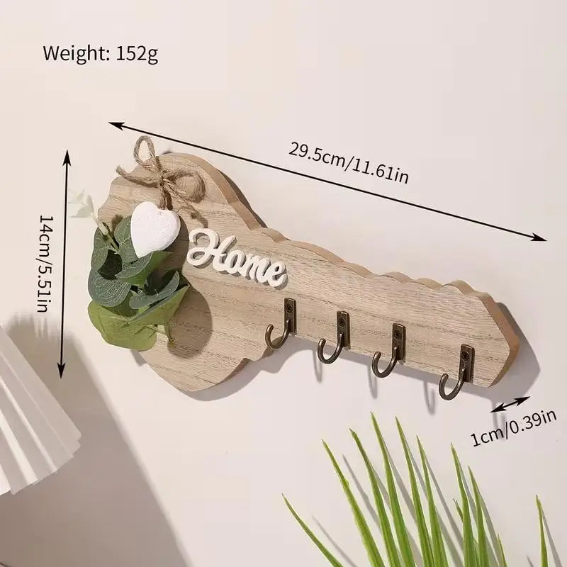 Wooden "Home" Key Holder Wall Decor