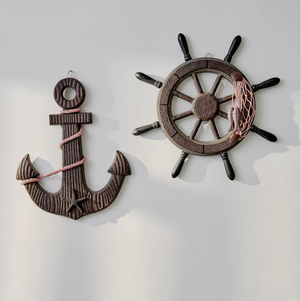 Handcrafted Distressed Mediterranean Wooden Ship Wall Hangings