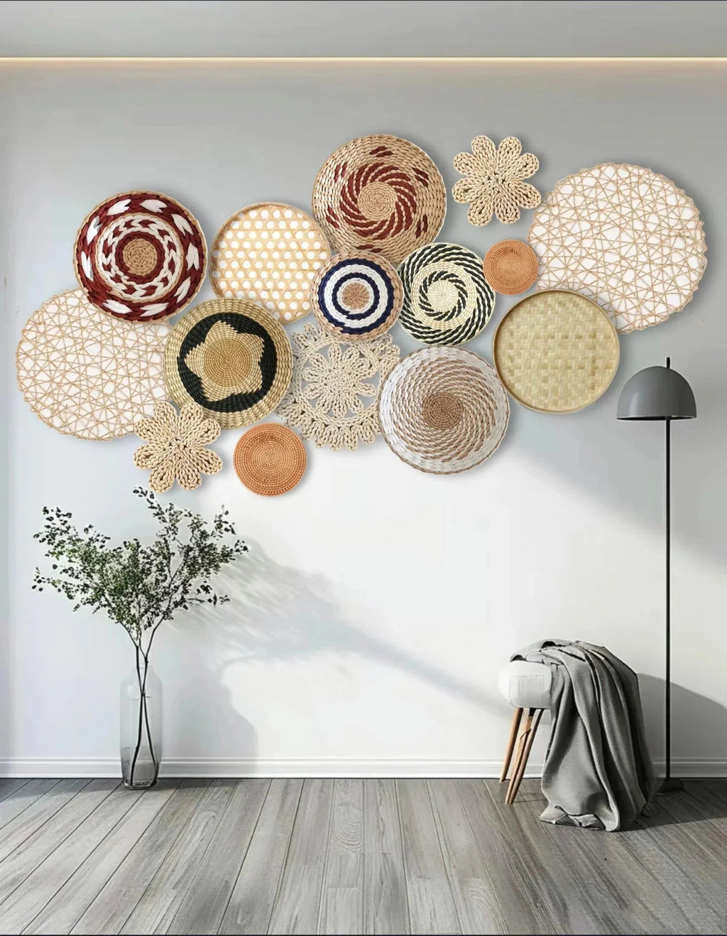 Straw Woven Wall Hanging Set