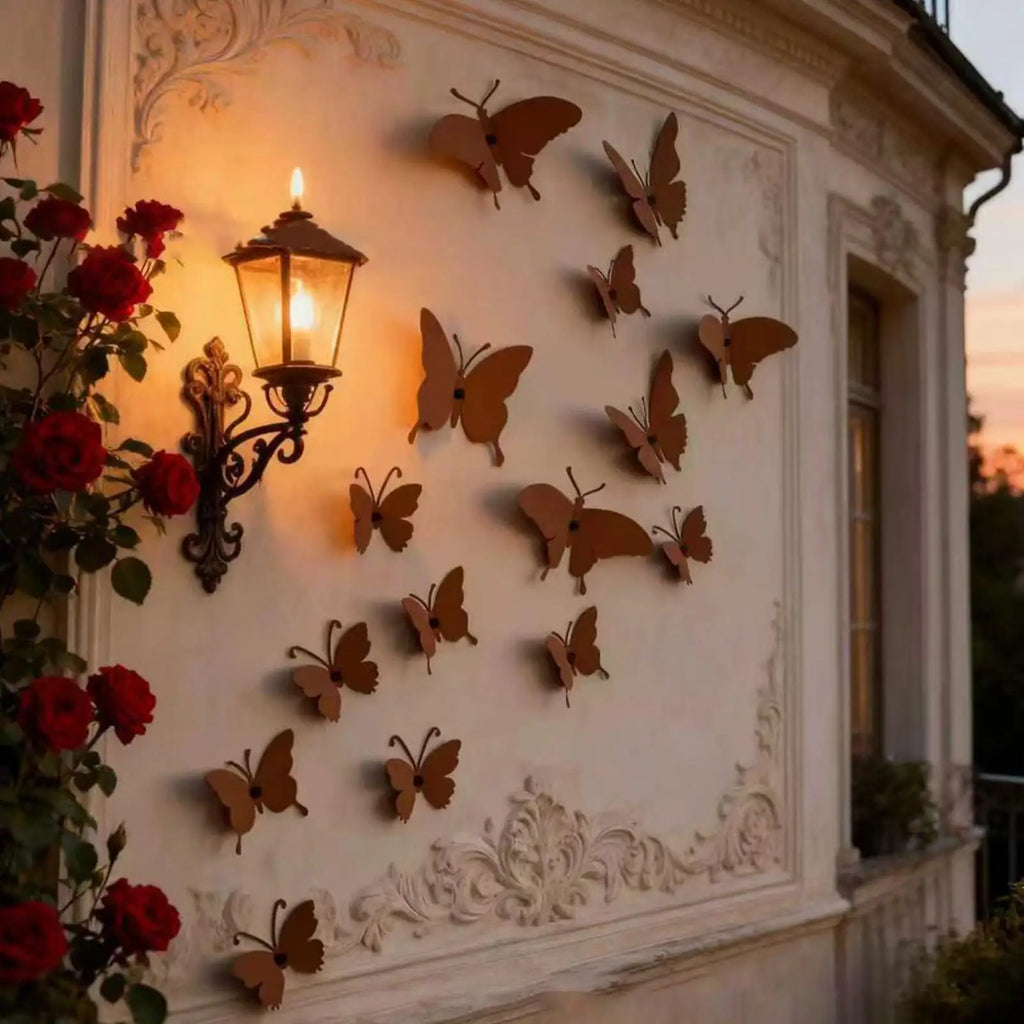 Set of 15 Rustic Handcrafted Metal Butterfly Wall Décor
