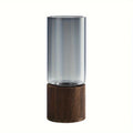 Elegant Glass Vase with Wooden Base
