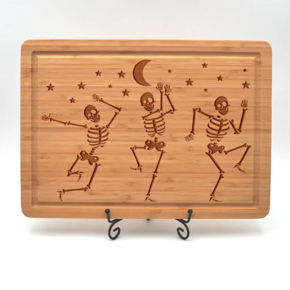 Dancing Skeleton Bamboo Cutting Board
