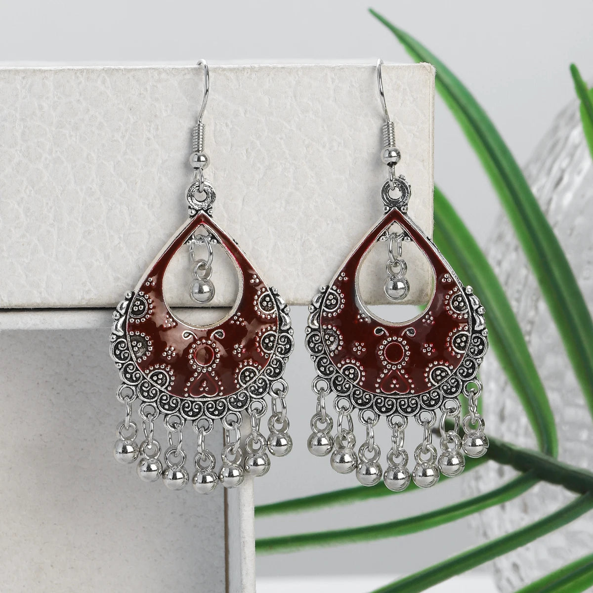 Floral Tassel Drop Earrings