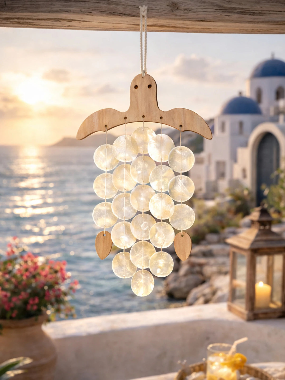Handcrafted Turtle Capiz Shell Wind Chime
