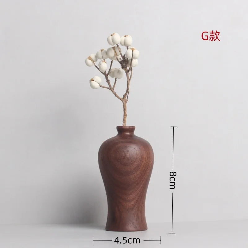 Handcrafted Walnut Wood Mini Vase — Minimalist Dried Flower Holder