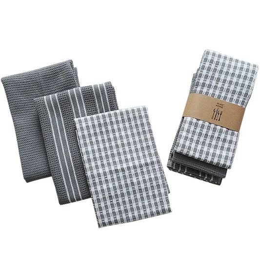Natural Cotton Kitchen Tea Towels, Set of 3