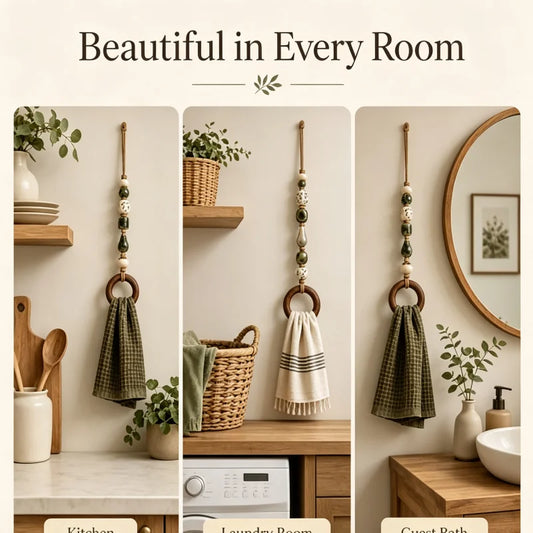 Beaded Wooden Hand Towel Rack