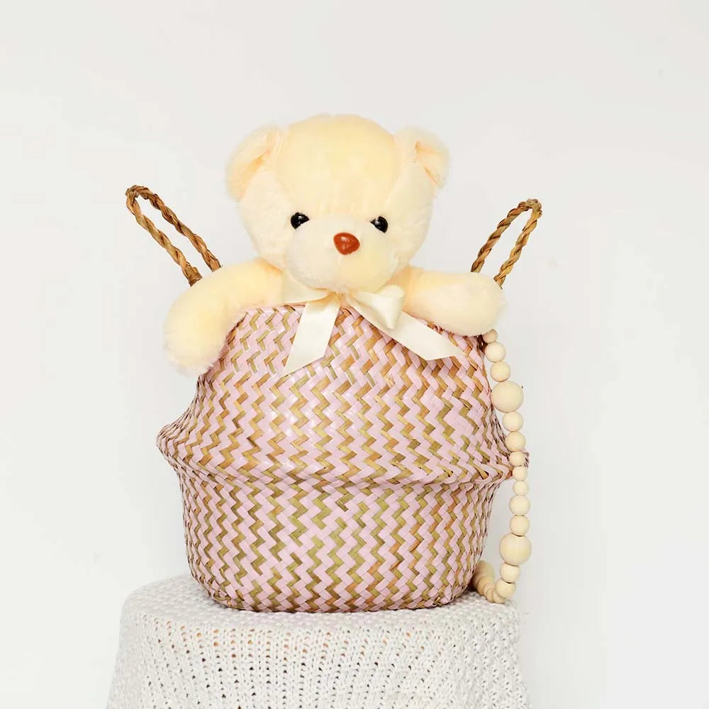 Striped Wicker Storage Basket