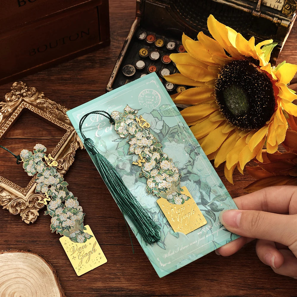 Vintage Hollow Metal Bookmark with Long Tassel