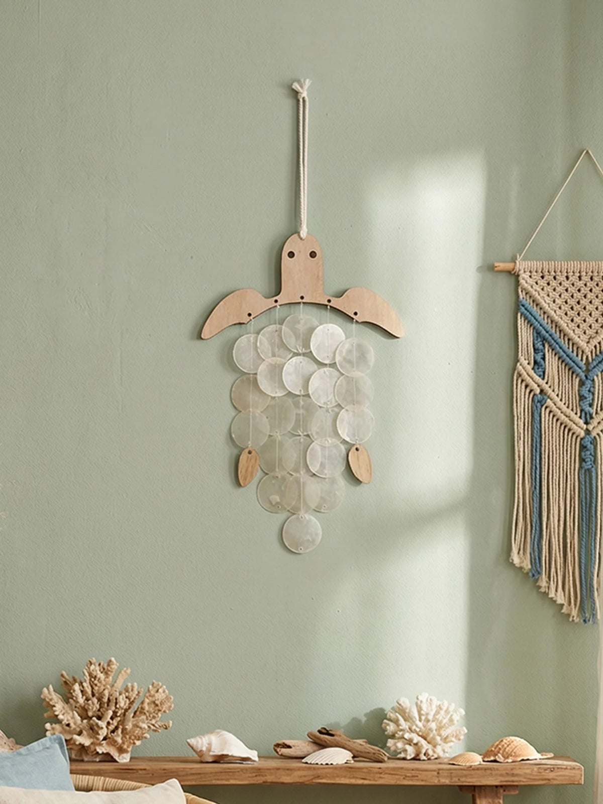 Handcrafted Turtle Capiz Shell Wind Chime