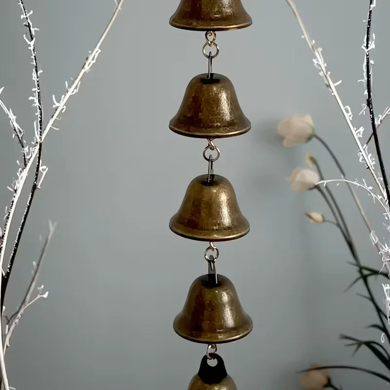 Rustic Iron Wind Chime with Decorative Chain