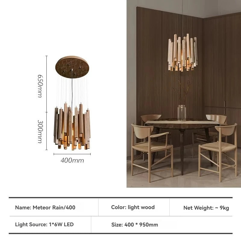 Solid Wood Farmhouse Pendant Chandelier | Dining Room & Kitchen Hanging Light