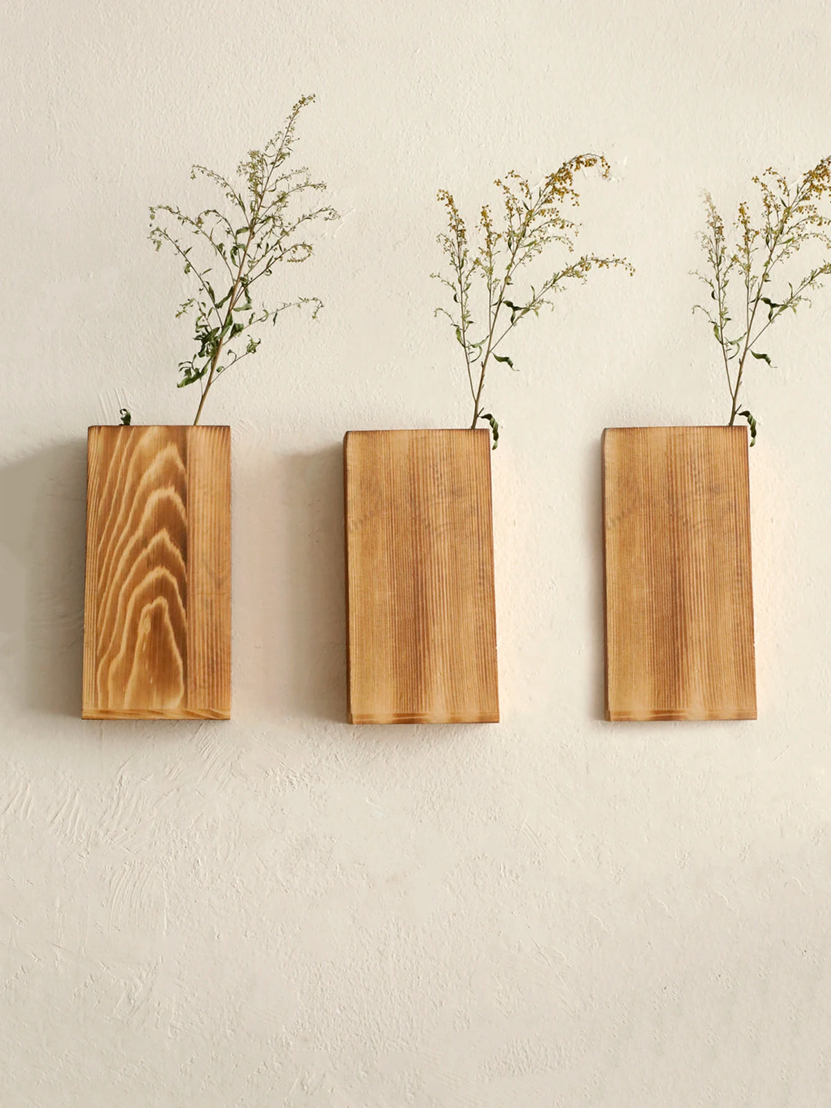 Rustic Wooden Wall-Mounted Vases | Farmhouse Flower Holders for Dried & Faux Botanicals