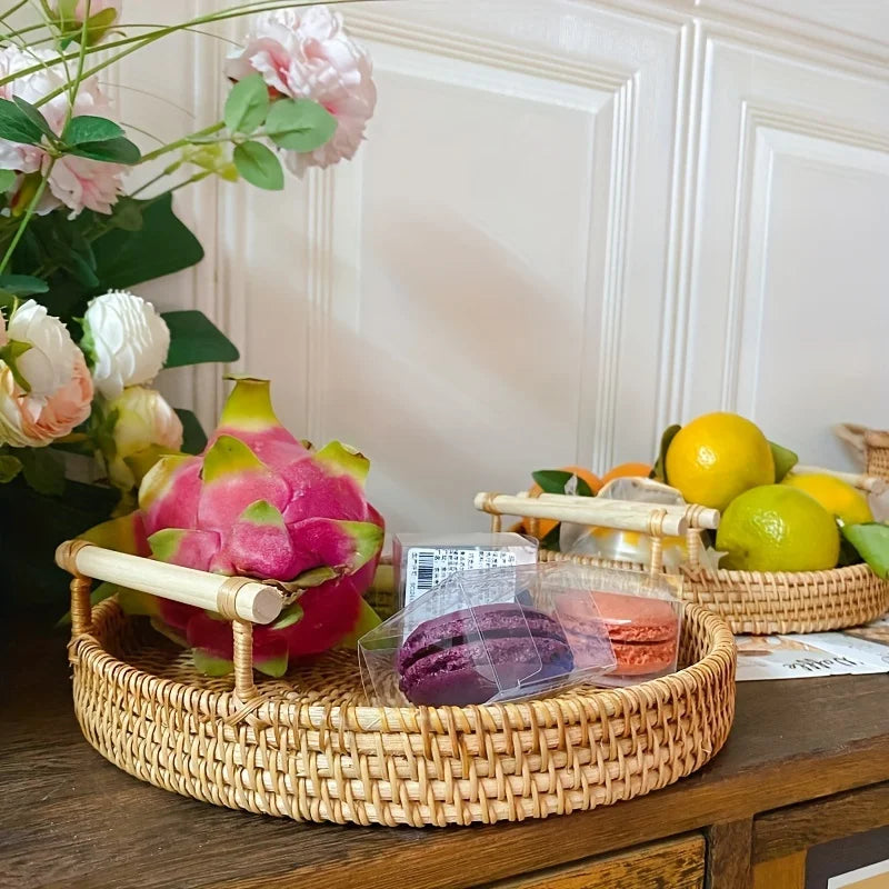 Handmade Wicker Serving Tray with Handles