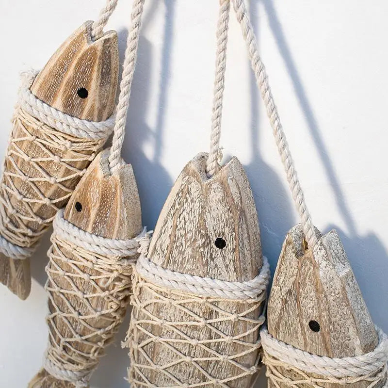 Hand-Carved Wooden Fish, Pair