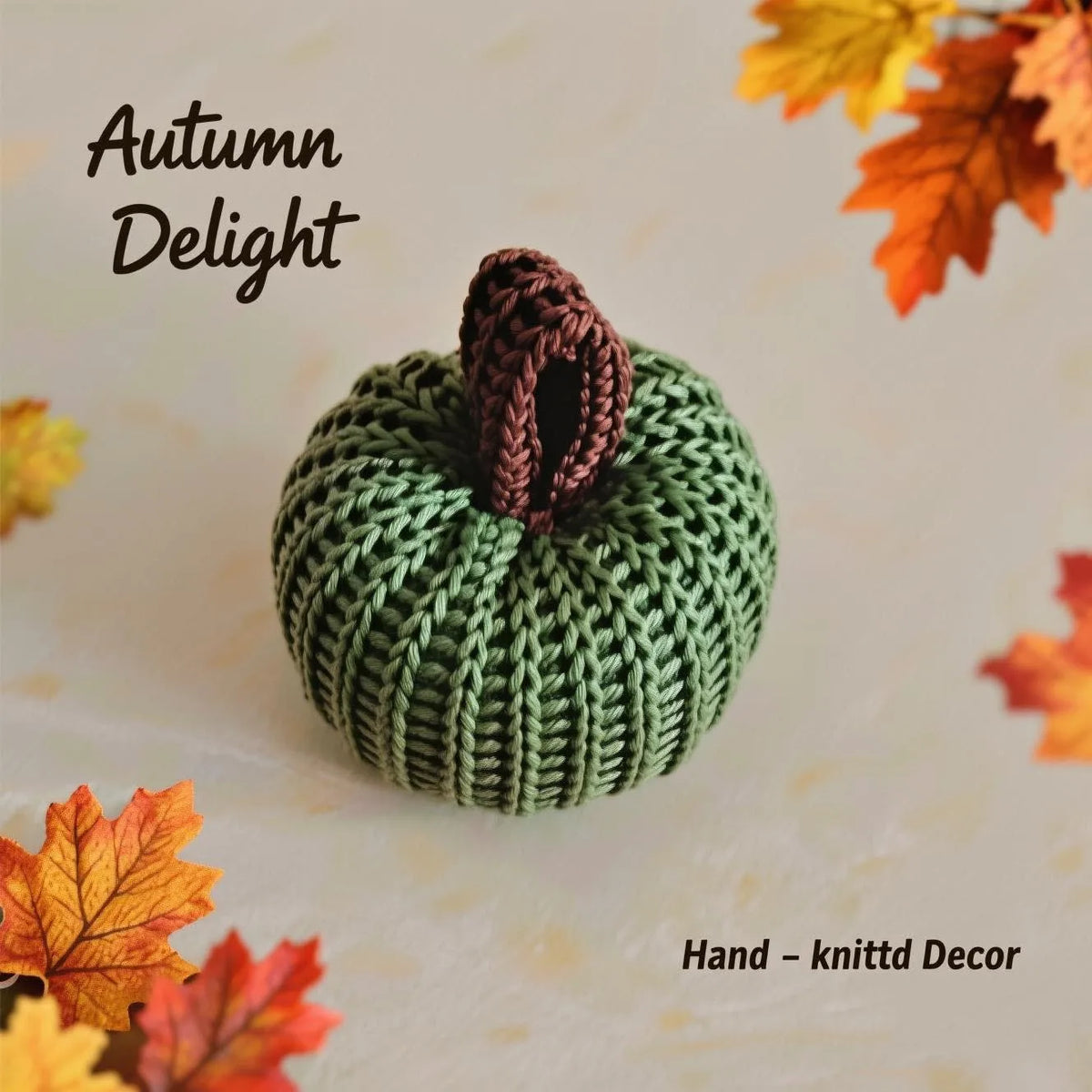 Handmade Rustic Farmhouse Knitted Pumpkin Decor Set