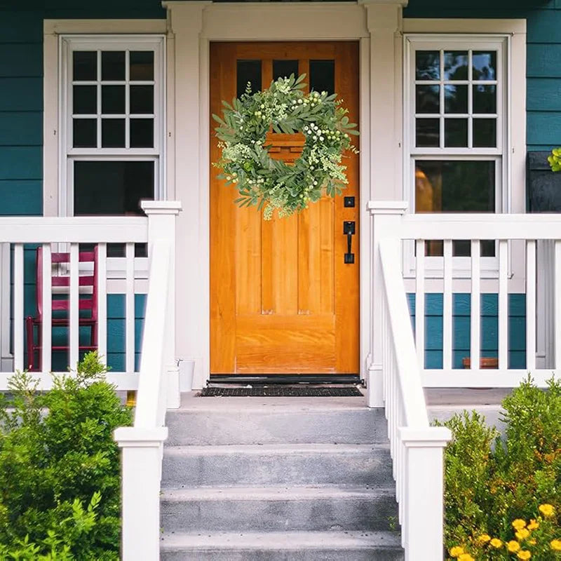 Green Eucalyptus Wreath with Olive Leaves & Mixed Berries | Farmhouse Décor