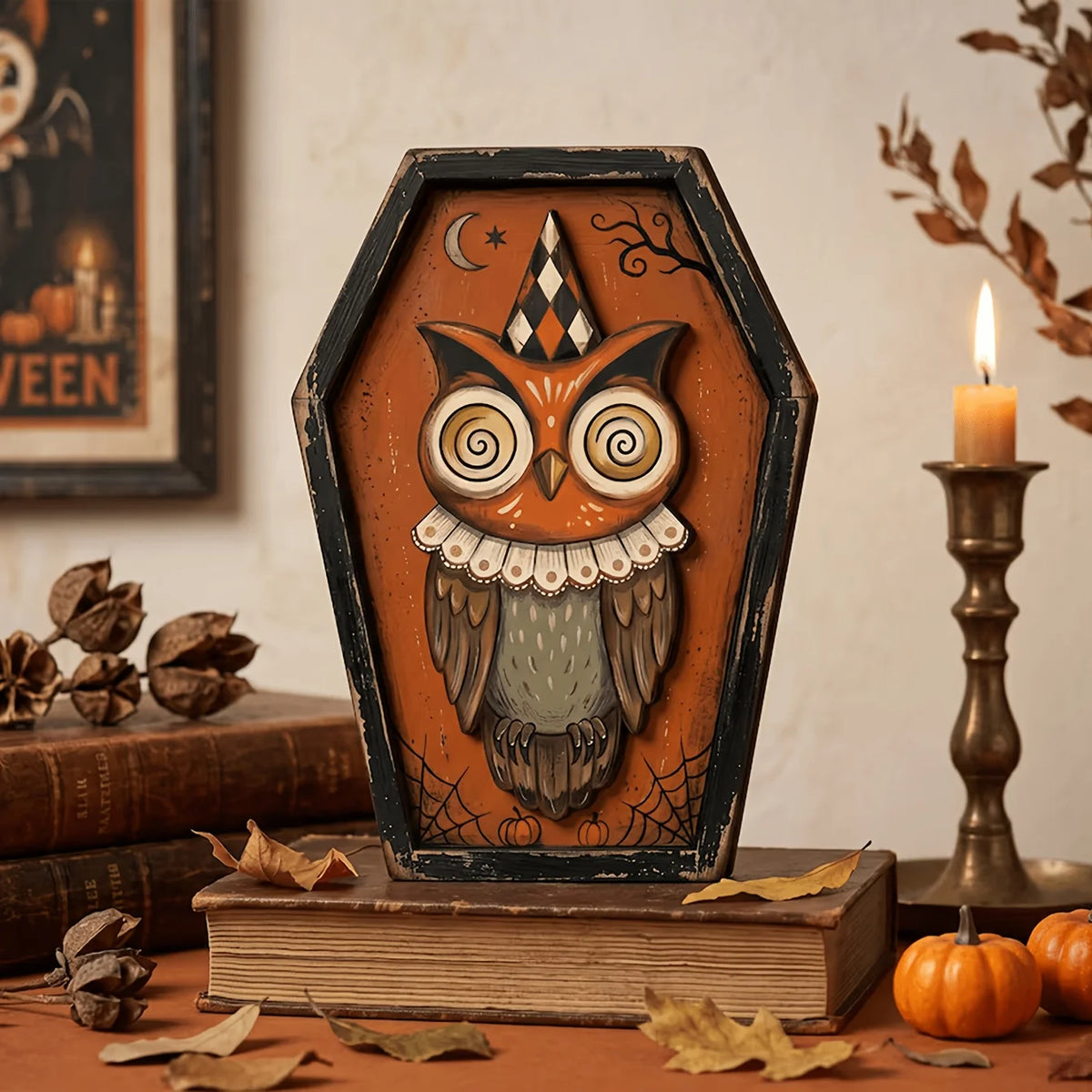 Flat Printed Retro Halloween Wooden Plaque