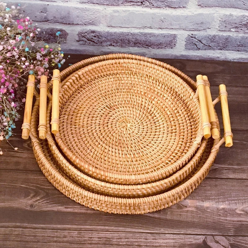 Rattan Tray with Strap Handle