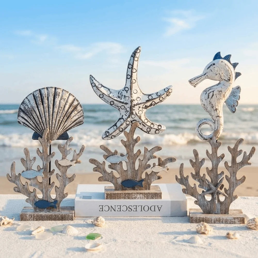 Handmade Wooden Ocean Animal Figurines