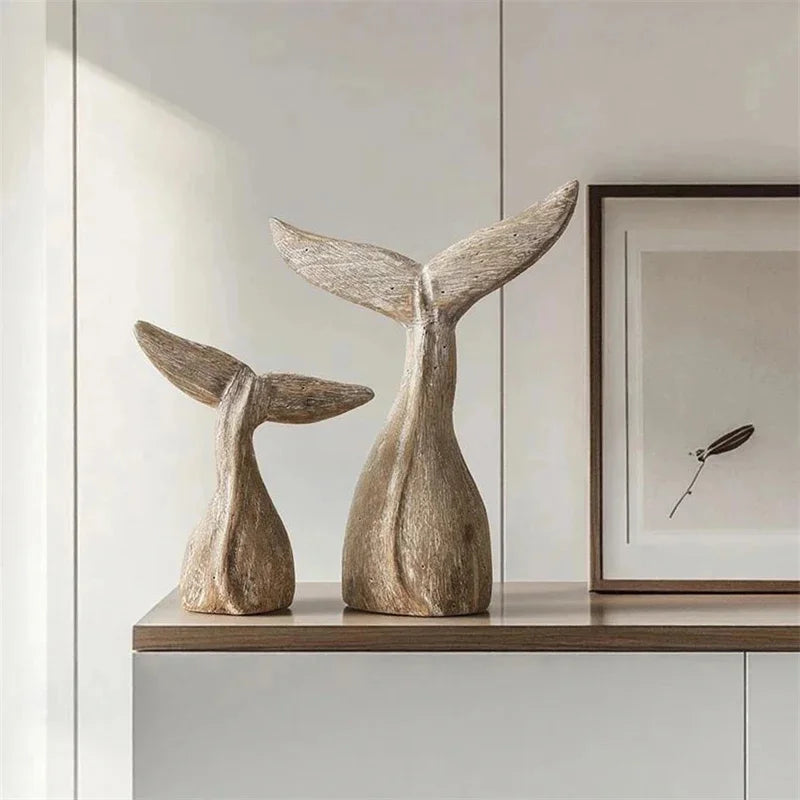 Vintage Handmade Whale Tail Sculpture