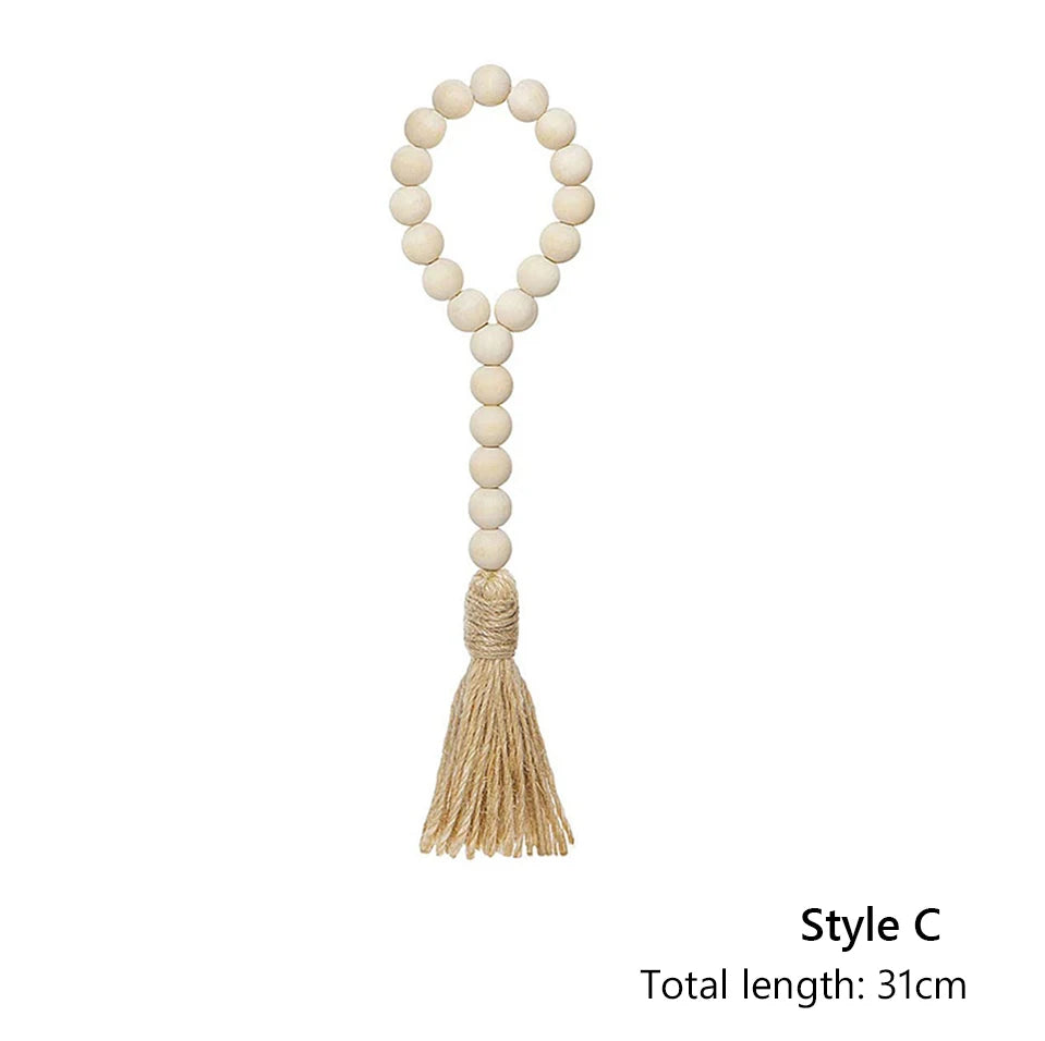 Wood Bead Tassel Garland
