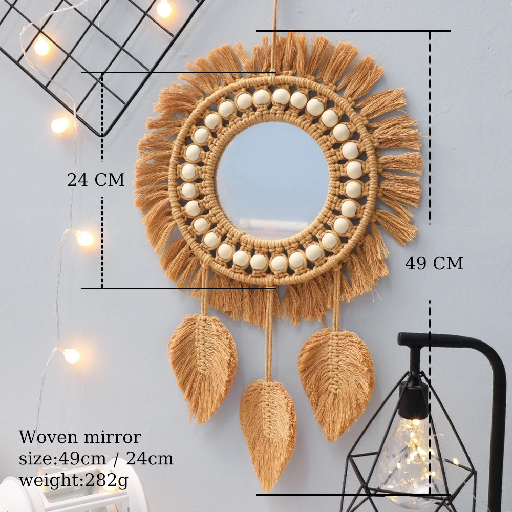 Round Woven Wall Mirror