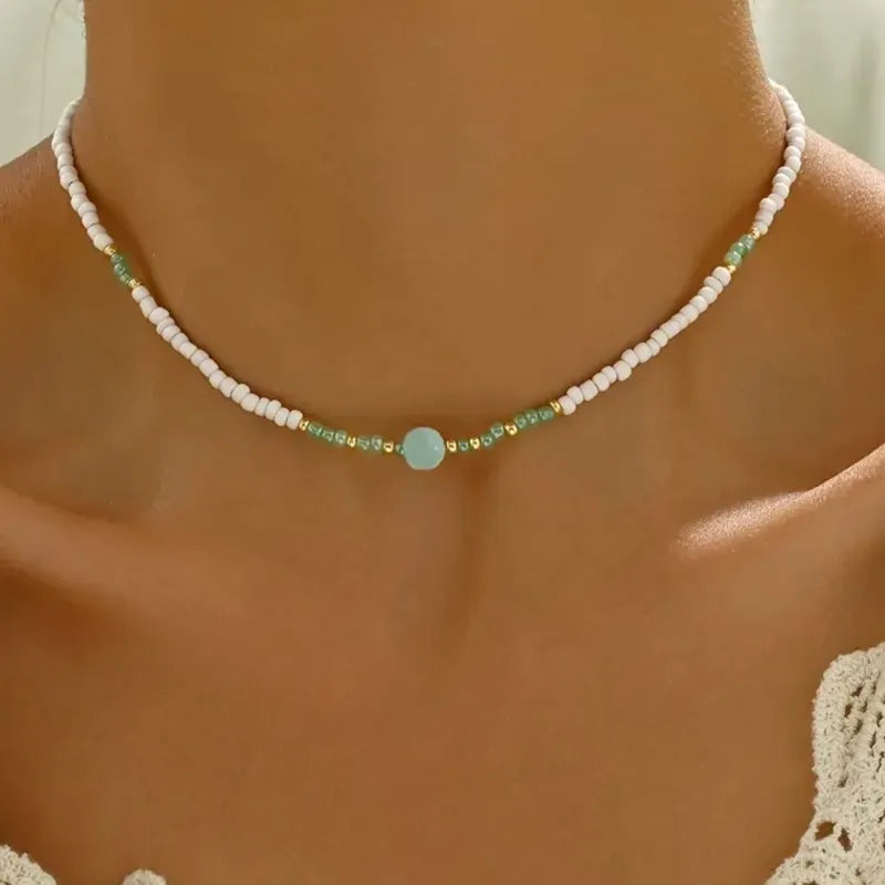 Green Geometric Pendant Necklace