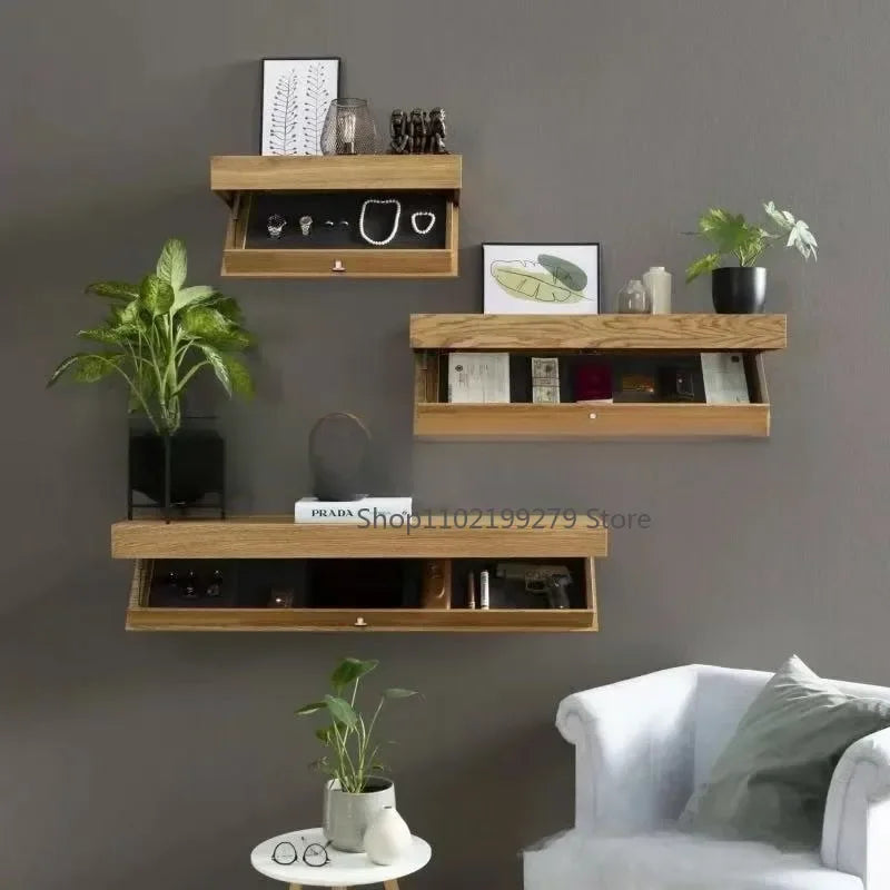 Wood Floating Wall Shelf with Hidden Secret Compartment