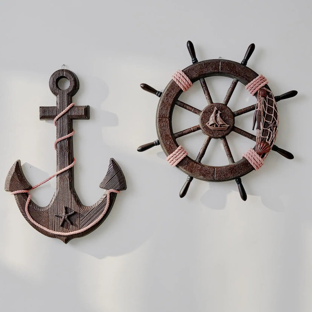Handcrafted Distressed Mediterranean Wooden Ship Wall Hangings