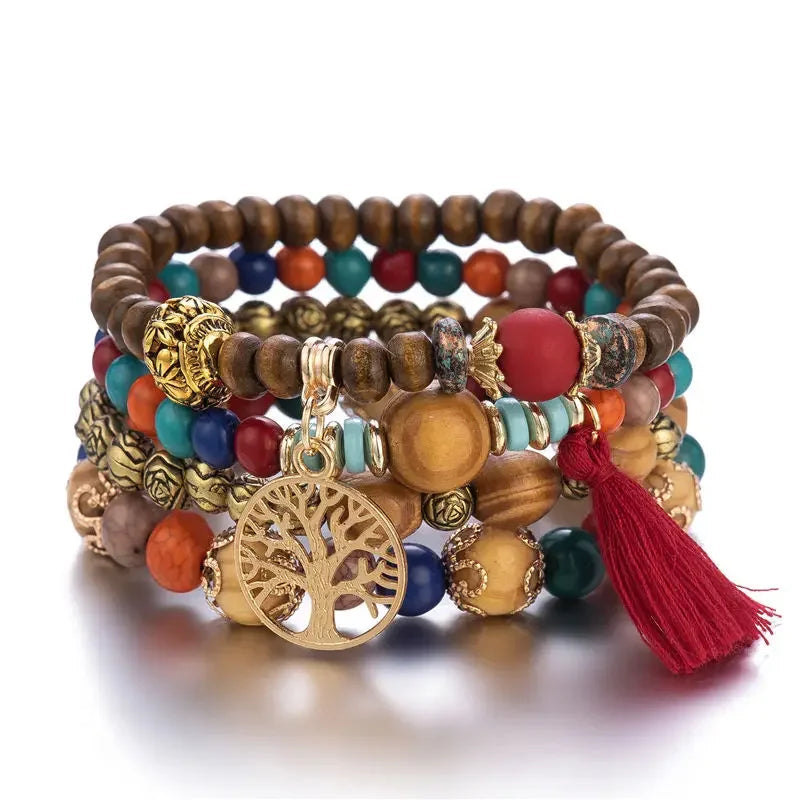 Tree of Life Wood Bead Bracelet