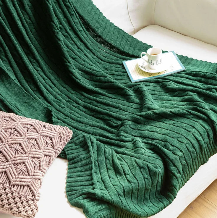 Cotton Cable-Knit Throw Blanket
